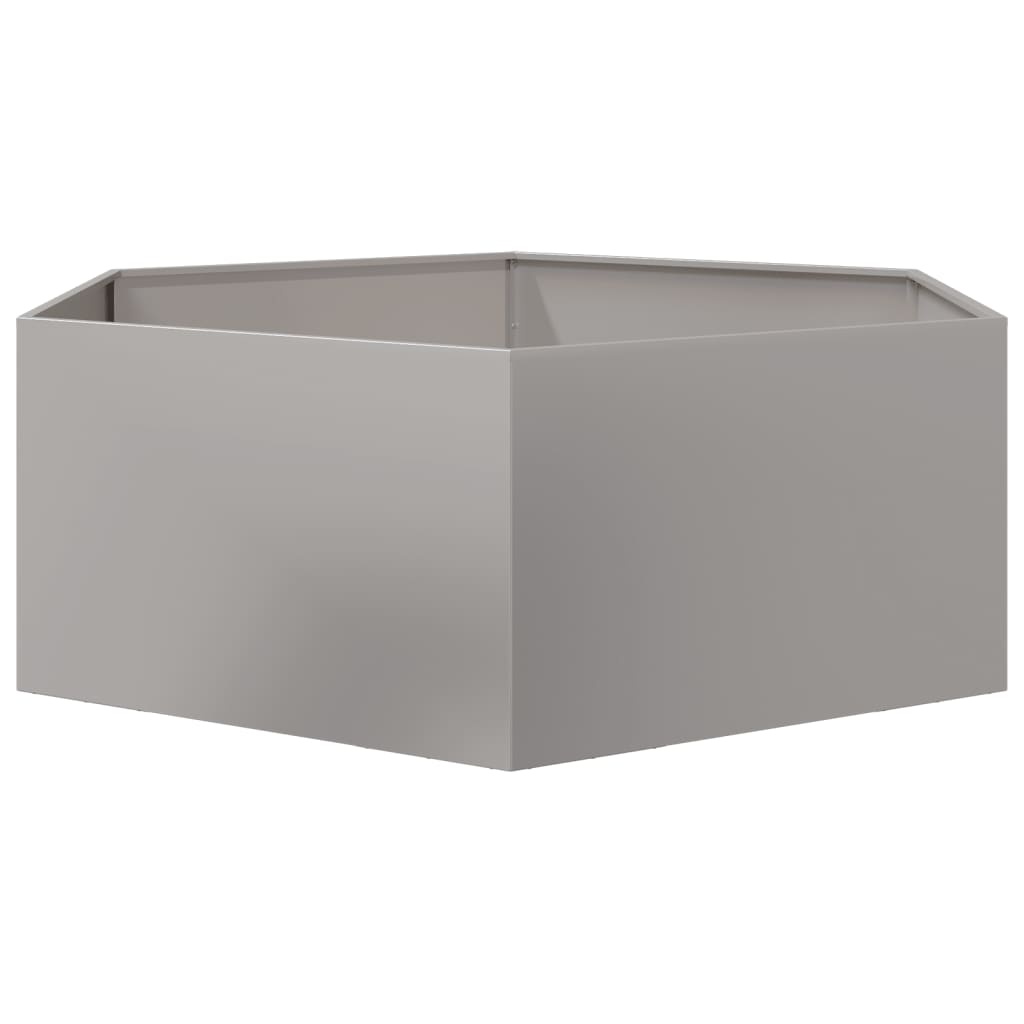 VidaXL Plantenbak zeshoek 138x120x45 cm roestvrijstaal