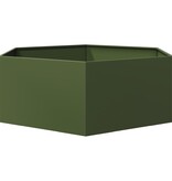 VidaXL Plantenbak zeshoek 138x120x45 cm staal olijfgroen