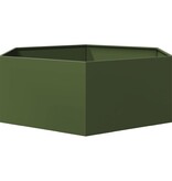 VidaXL Plantenbak zeshoek 138x120x45 cm staal olijfgroen