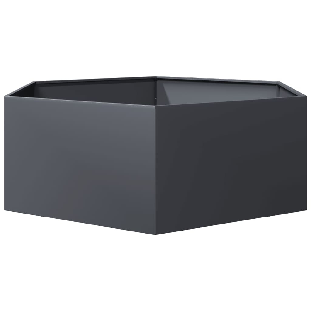 VidaXL Plantenbak zeshoek 138x120x45 cm staal antracietkleurig