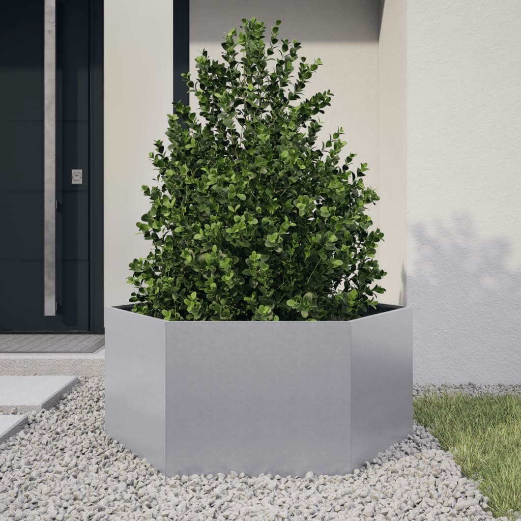 VidaXL Plantenbak zeshoek 104x90x45 cm gegalvaniseerd staal