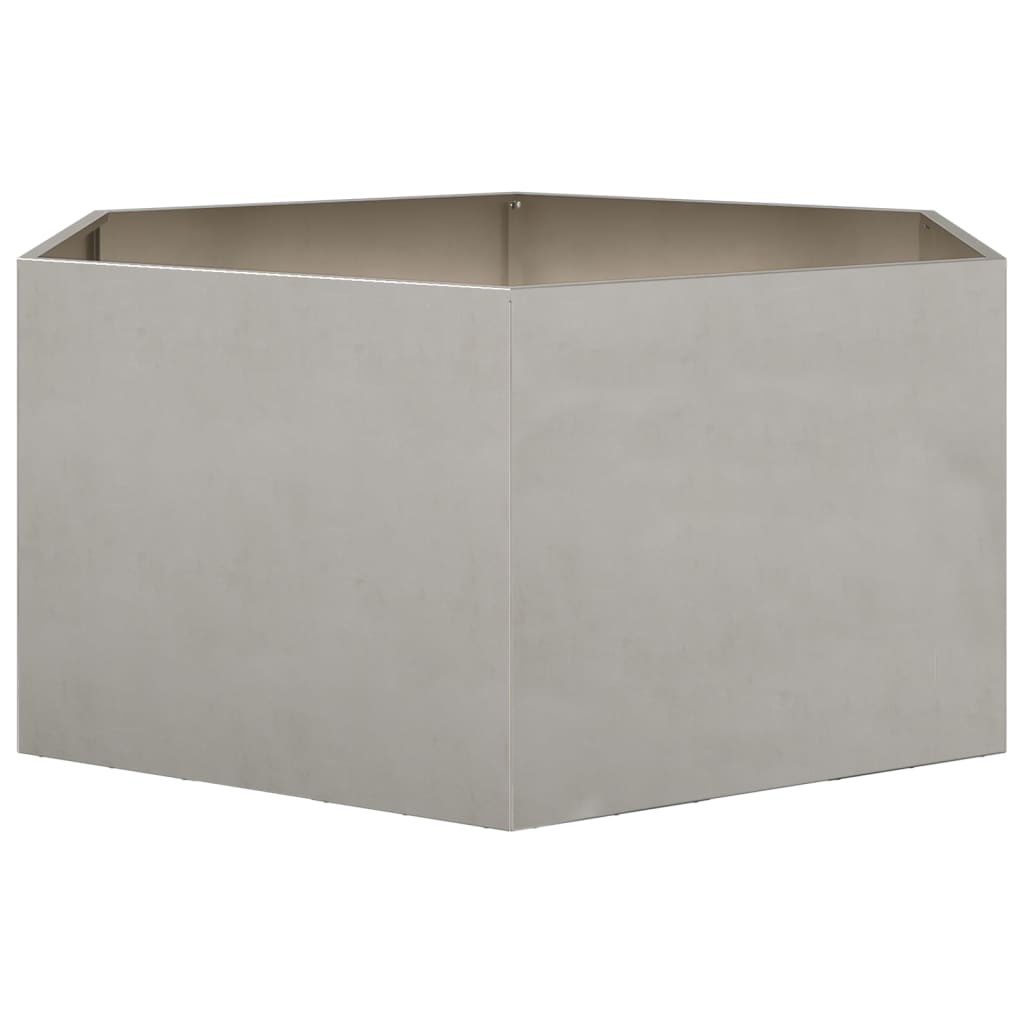 VidaXL Plantenbak zeshoek 104x90x45 cm roestvrijstaal
