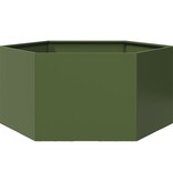 VidaXL Plantenbak zeshoek 104x90x45 cm staal olijfgroen