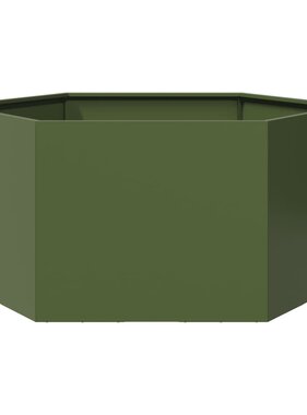 VidaXL Plantenbak zeshoek 104x90x45 cm staal olijfgroen