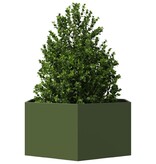 VidaXL Plantenbak zeshoek 104x90x45 cm staal olijfgroen