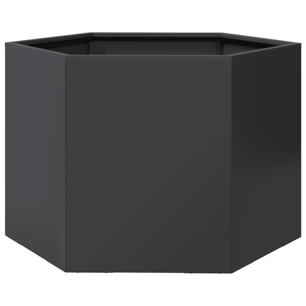 VidaXL Plantenbak zeshoek 69x60x45 cm staal zwart