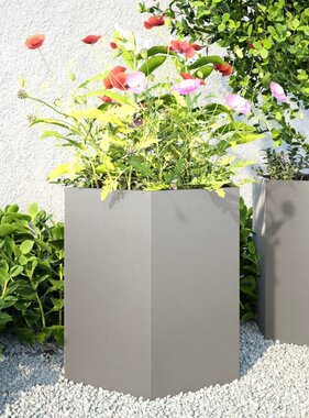 VidaXL Plantenbakken 2 st zeshoek 46x40x45 cm roestvrijstaal