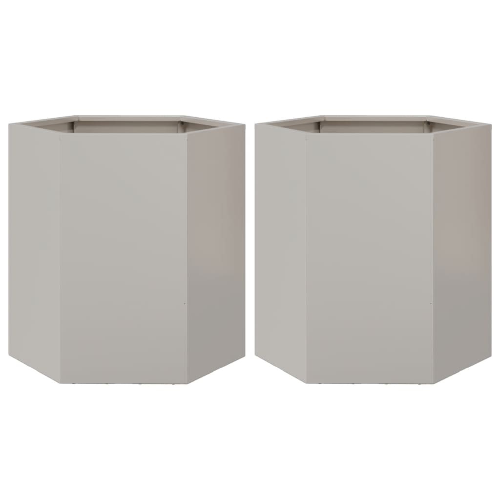 VidaXL Plantenbakken 2 st zeshoek 46x40x45 cm roestvrijstaal