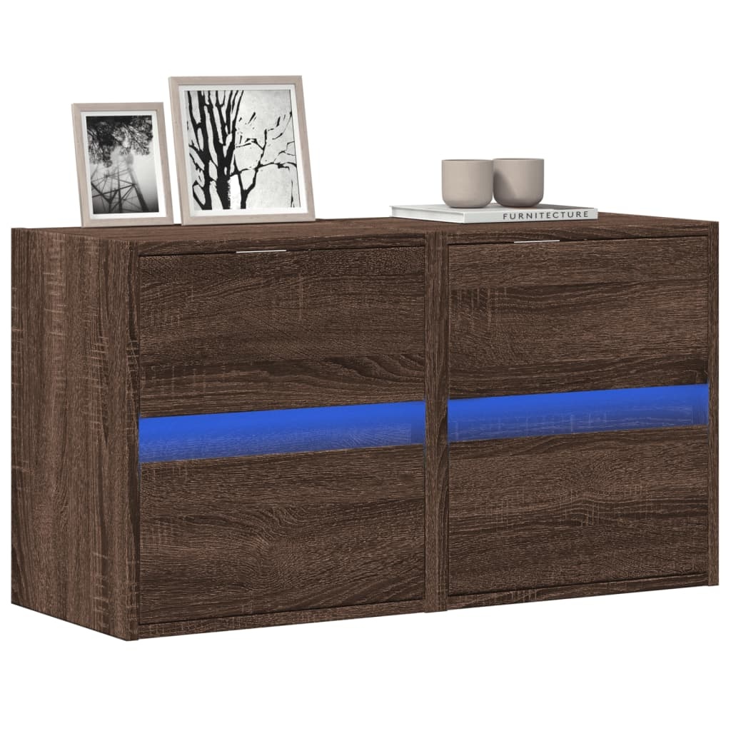 VidaXL Tv-wandmeubels met LED 2 st 41x31x45 cm bruin eikenkleurig