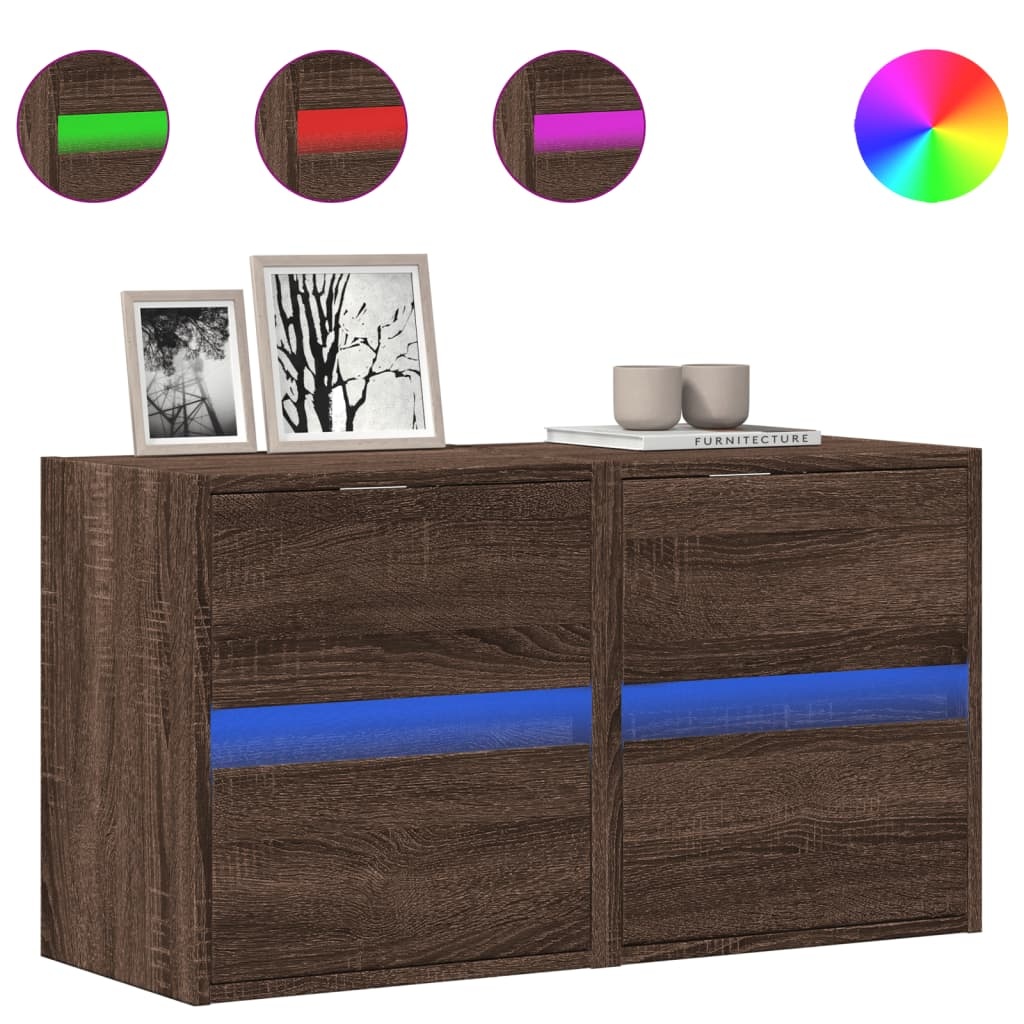 VidaXL Tv-wandmeubels met LED 2 st 41x31x45 cm bruin eikenkleurig