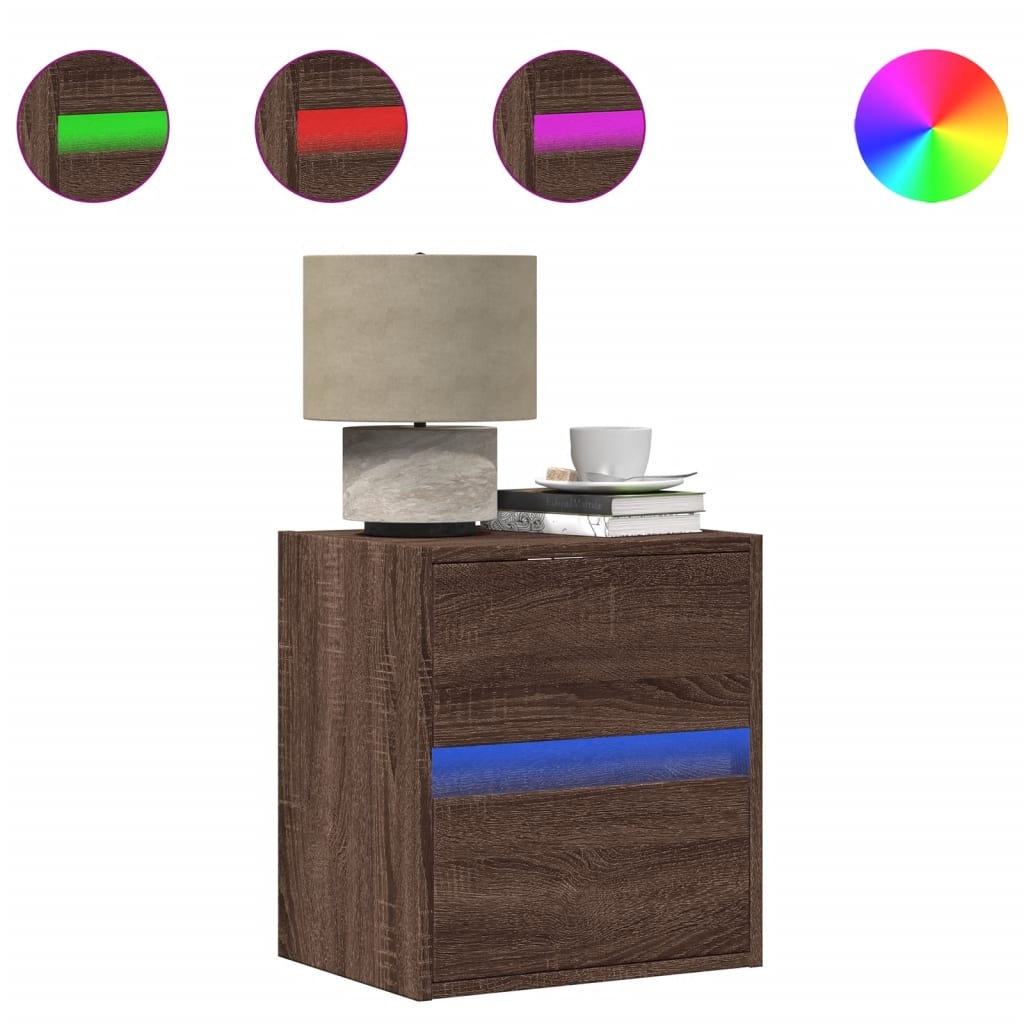 VidaXL Tv-wandmeubel met LED-verlichting 41x31x45 cm bruin eikenkleur