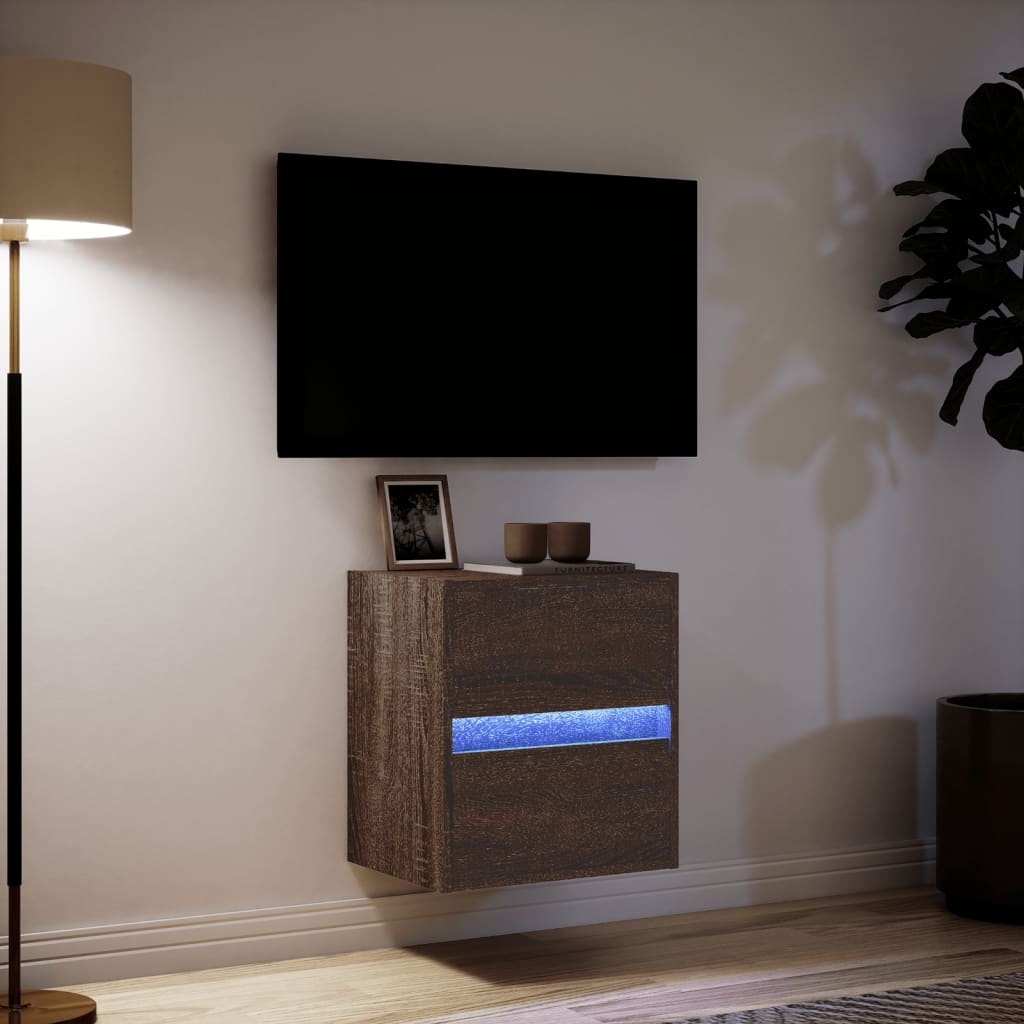 VidaXL Tv-wandmeubel met LED-verlichting 41x31x45 cm bruin eikenkleur