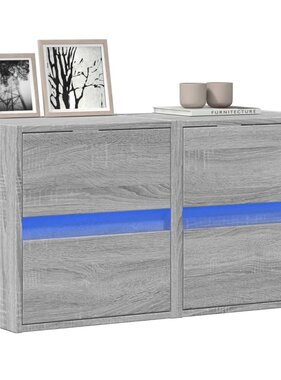 VidaXL Tv-wandmeubels met LED 2 st 41x31x45 cm grijs sonoma eikenkleur