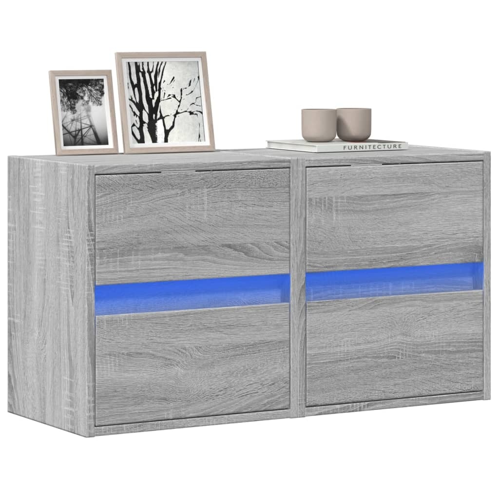 VidaXL Tv-wandmeubels met LED 2 st 41x31x45 cm grijs sonoma eikenkleur