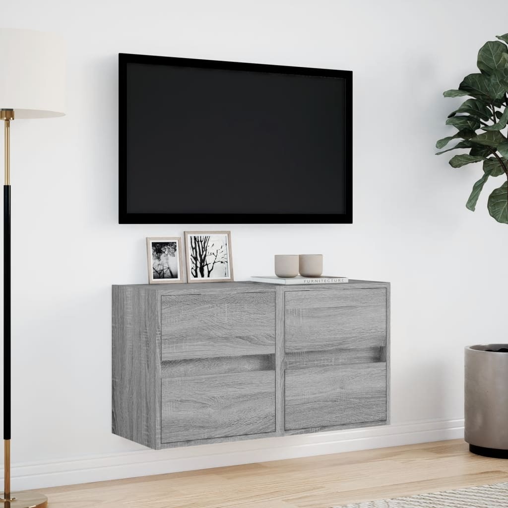 VidaXL Tv-wandmeubels met LED 2 st 41x31x45 cm grijs sonoma eikenkleur