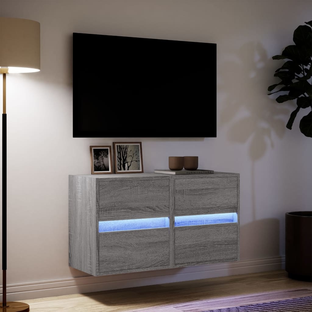 VidaXL Tv-wandmeubels met LED 2 st 41x31x45 cm grijs sonoma eikenkleur