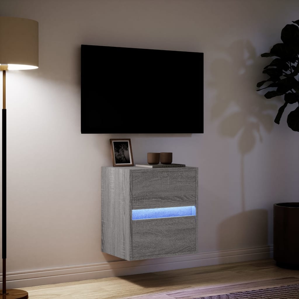 VidaXL Tv-wandmeubel met LED-verlichting 41x31x45 cm grijs sonoma