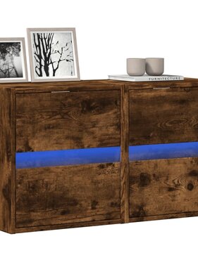 VidaXL Tv-wandmeubels met LED 2 st 41x31x45 cm gerookt eikenkleurig