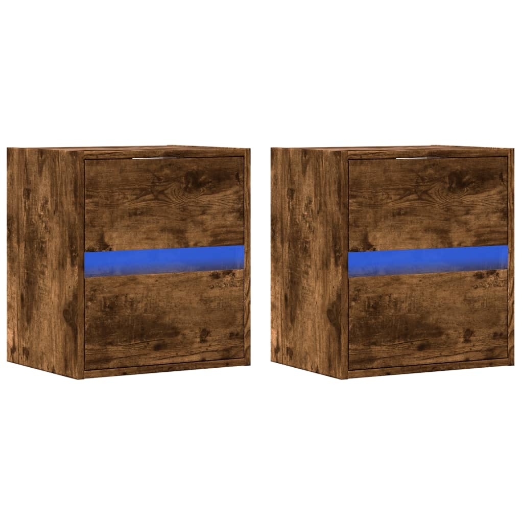 VidaXL Tv-wandmeubels met LED 2 st 41x31x45 cm gerookt eikenkleurig