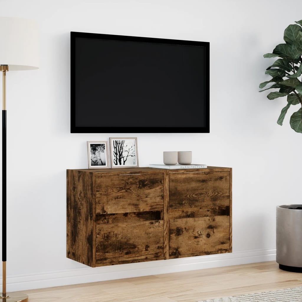VidaXL Tv-wandmeubels met LED 2 st 41x31x45 cm gerookt eikenkleurig