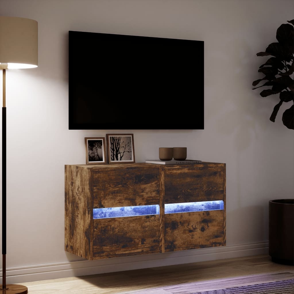 VidaXL Tv-wandmeubels met LED 2 st 41x31x45 cm gerookt eikenkleurig