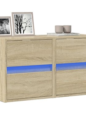 VidaXL Tv-wandmeubels met LED 2 st 41x31x45 cm sonoma eikenkleurig