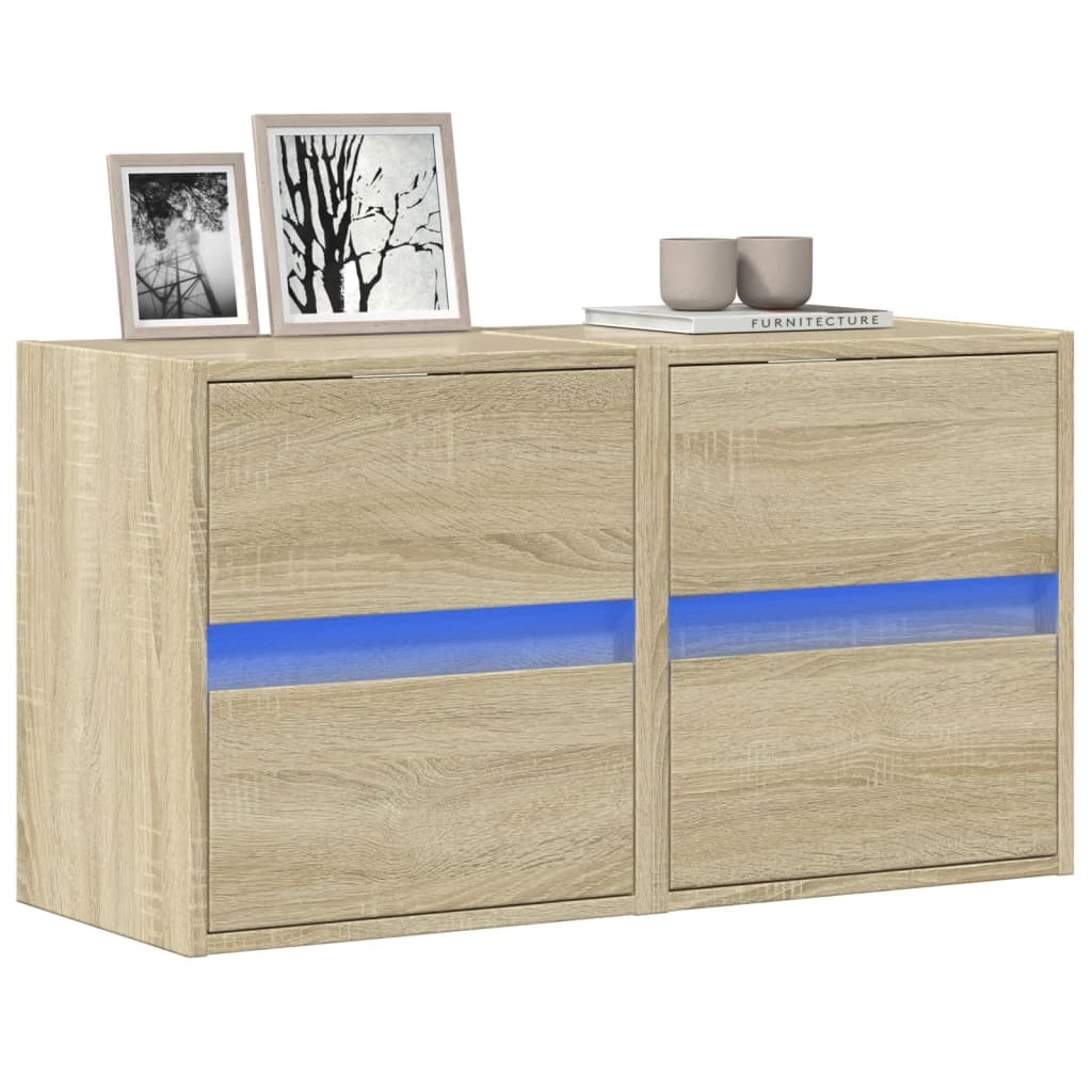 VidaXL Tv-wandmeubels met LED 2 st 41x31x45 cm sonoma eikenkleurig