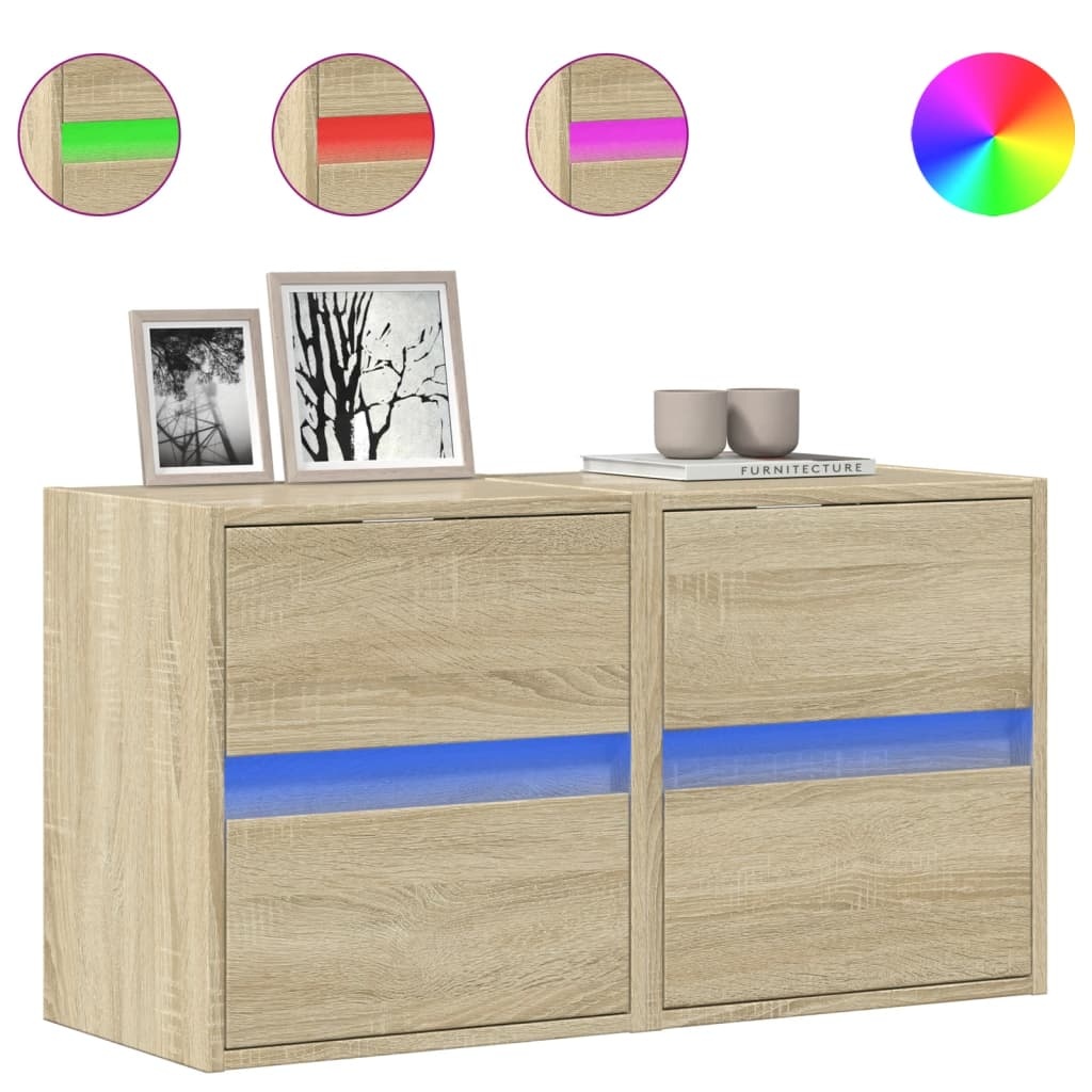 VidaXL Tv-wandmeubels met LED 2 st 41x31x45 cm sonoma eikenkleurig