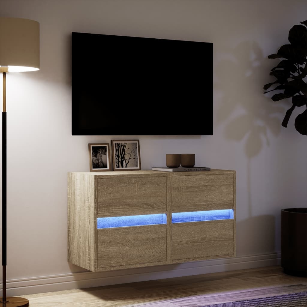 VidaXL Tv-wandmeubels met LED 2 st 41x31x45 cm sonoma eikenkleurig