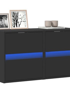 VidaXL Tv-wandmeubels met LED-verlichting 2 st 41x31x45 cm zwart