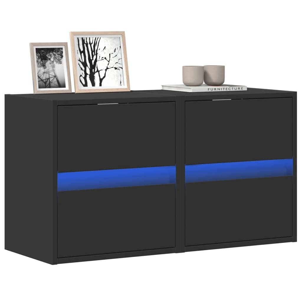 VidaXL Tv-wandmeubels met LED-verlichting 2 st 41x31x45 cm zwart