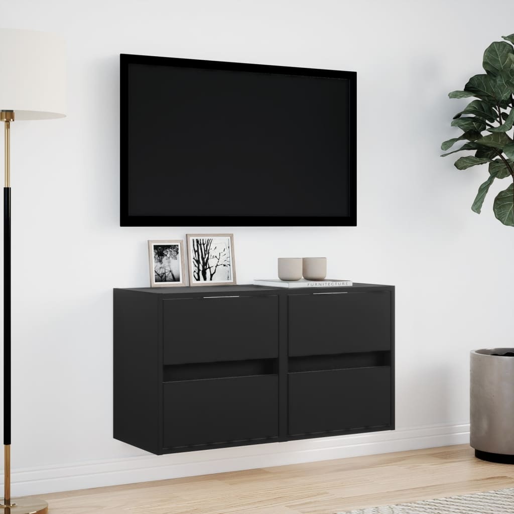 VidaXL Tv-wandmeubels met LED-verlichting 2 st 41x31x45 cm zwart
