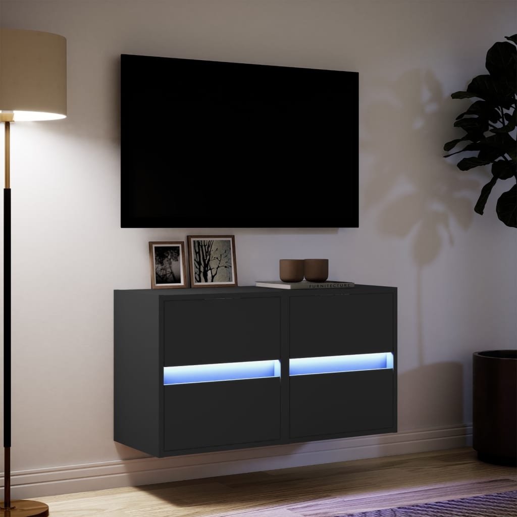 VidaXL Tv-wandmeubels met LED-verlichting 2 st 41x31x45 cm zwart