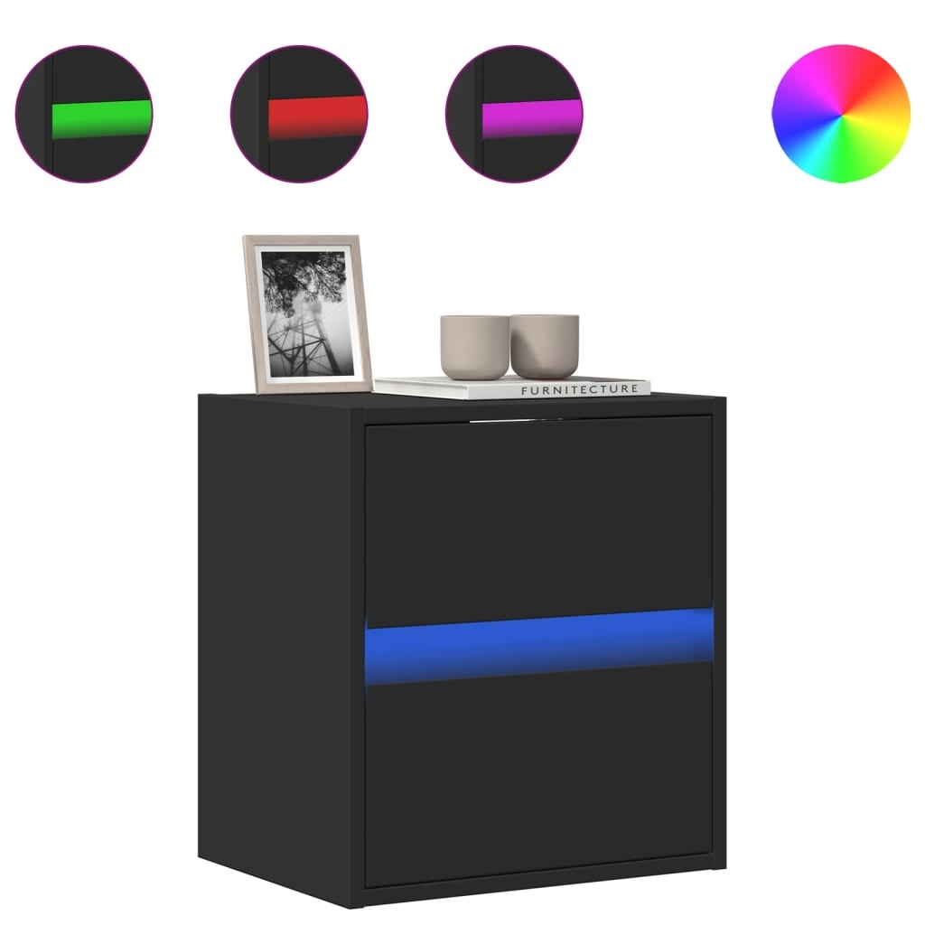 VidaXL Tv-wandmeubel met LED-verlichting 41x31x45 cm zwart