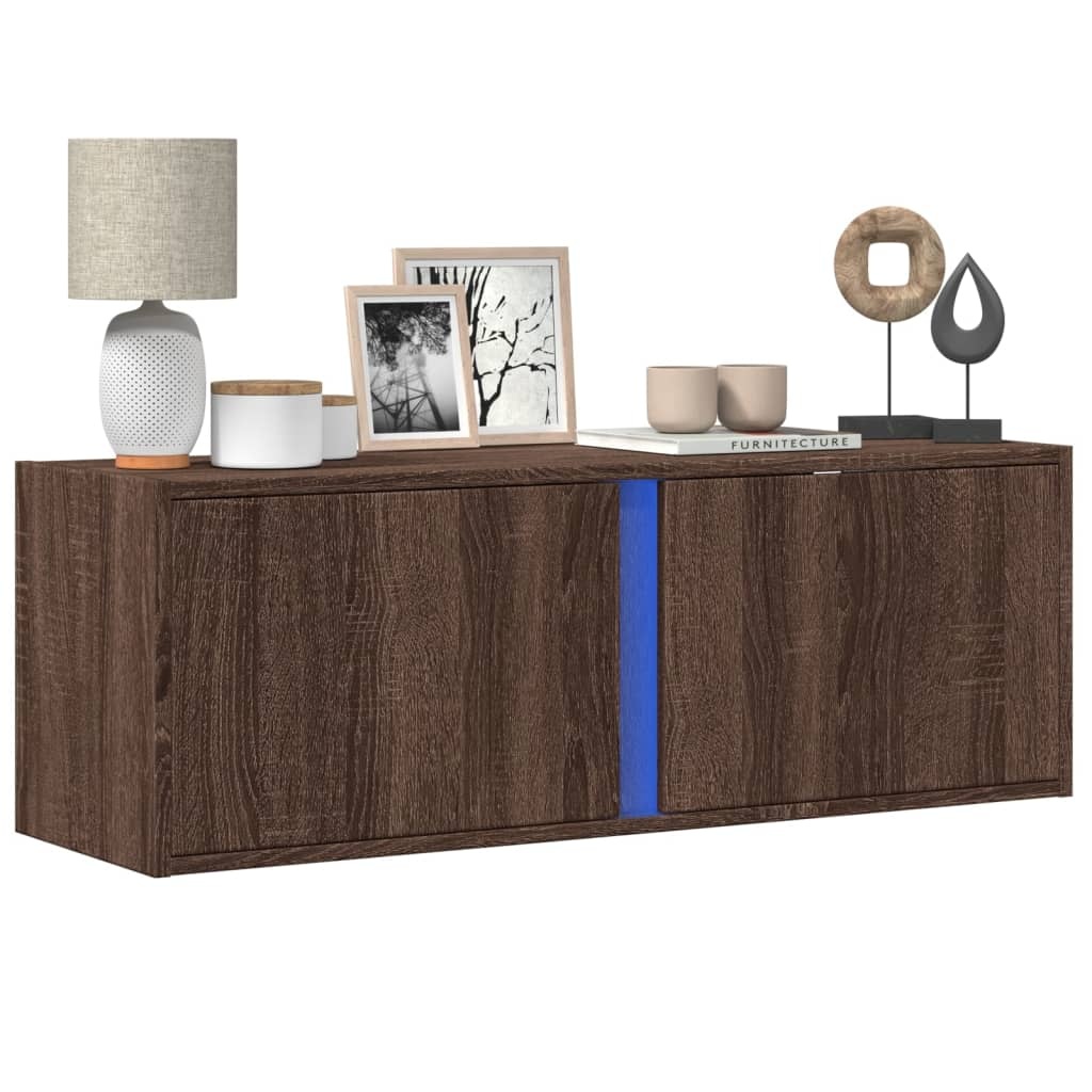 VidaXL Tv-wandmeubel met LED-verlichting 100x31x35 cm bruin eikenkleur