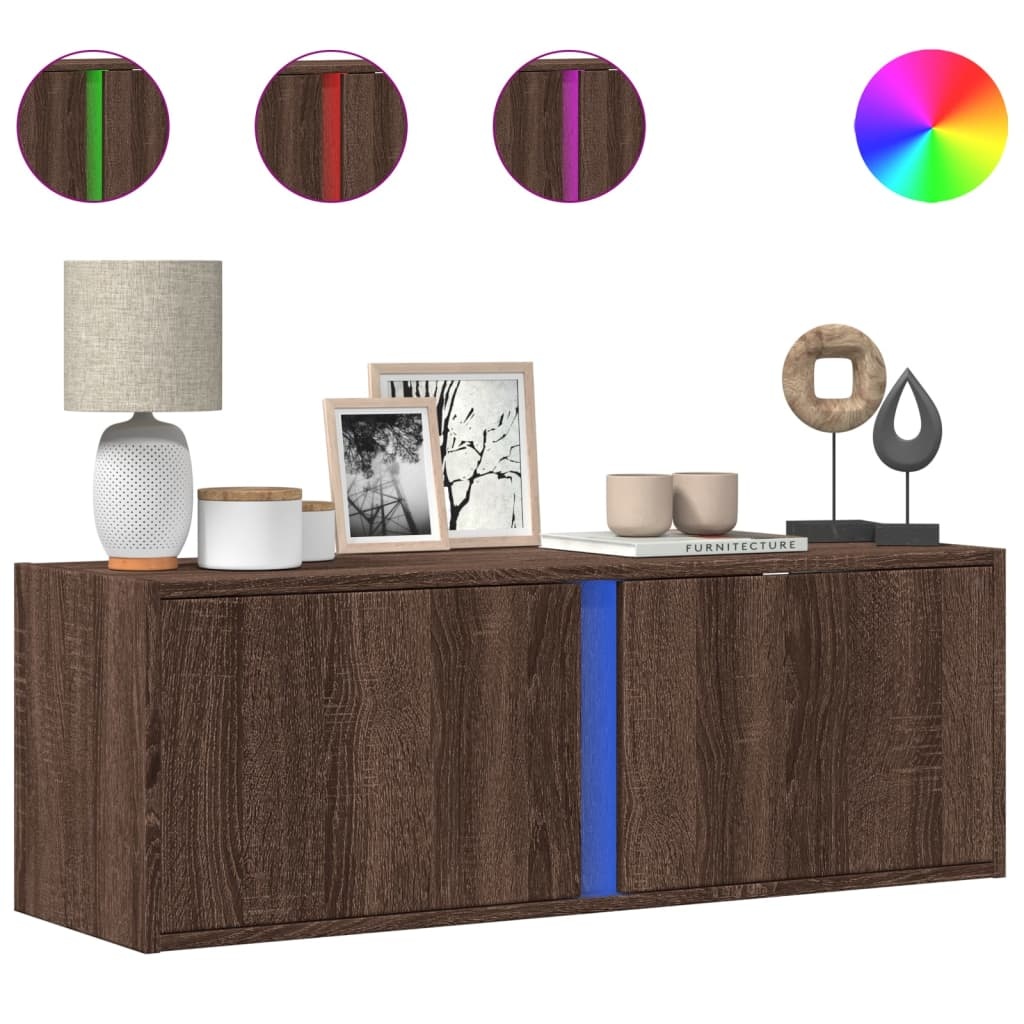 VidaXL Tv-wandmeubel met LED-verlichting 100x31x35 cm bruin eikenkleur