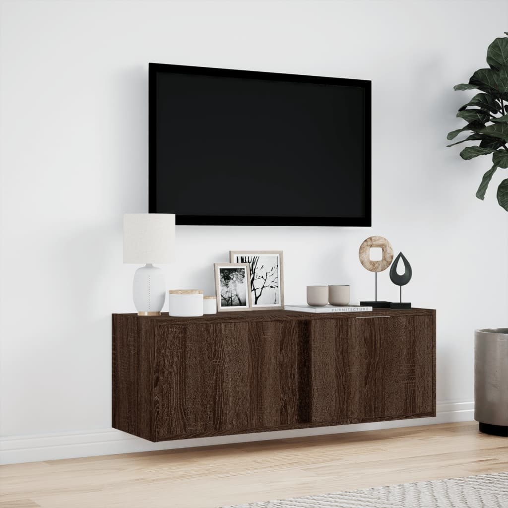 VidaXL Tv-wandmeubel met LED-verlichting 100x31x35 cm bruin eikenkleur