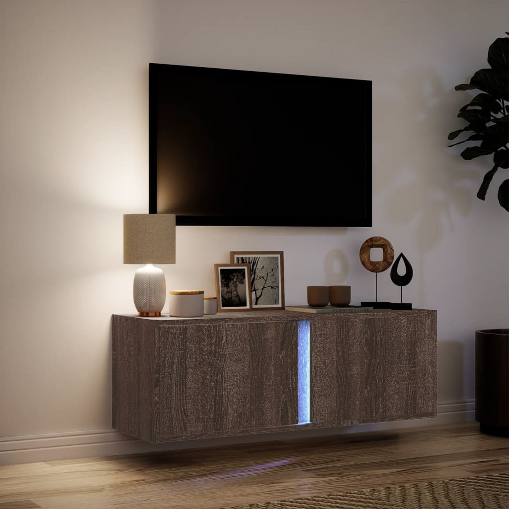 VidaXL Tv-wandmeubel met LED-verlichting 100x31x35 cm bruin eikenkleur