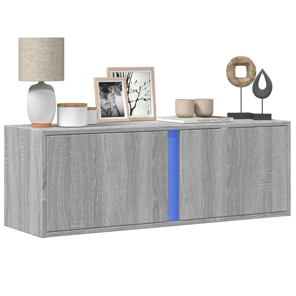 VidaXL Tv-wandmeubel met LED-verlichting 100x31x35 cm grijs sonoma