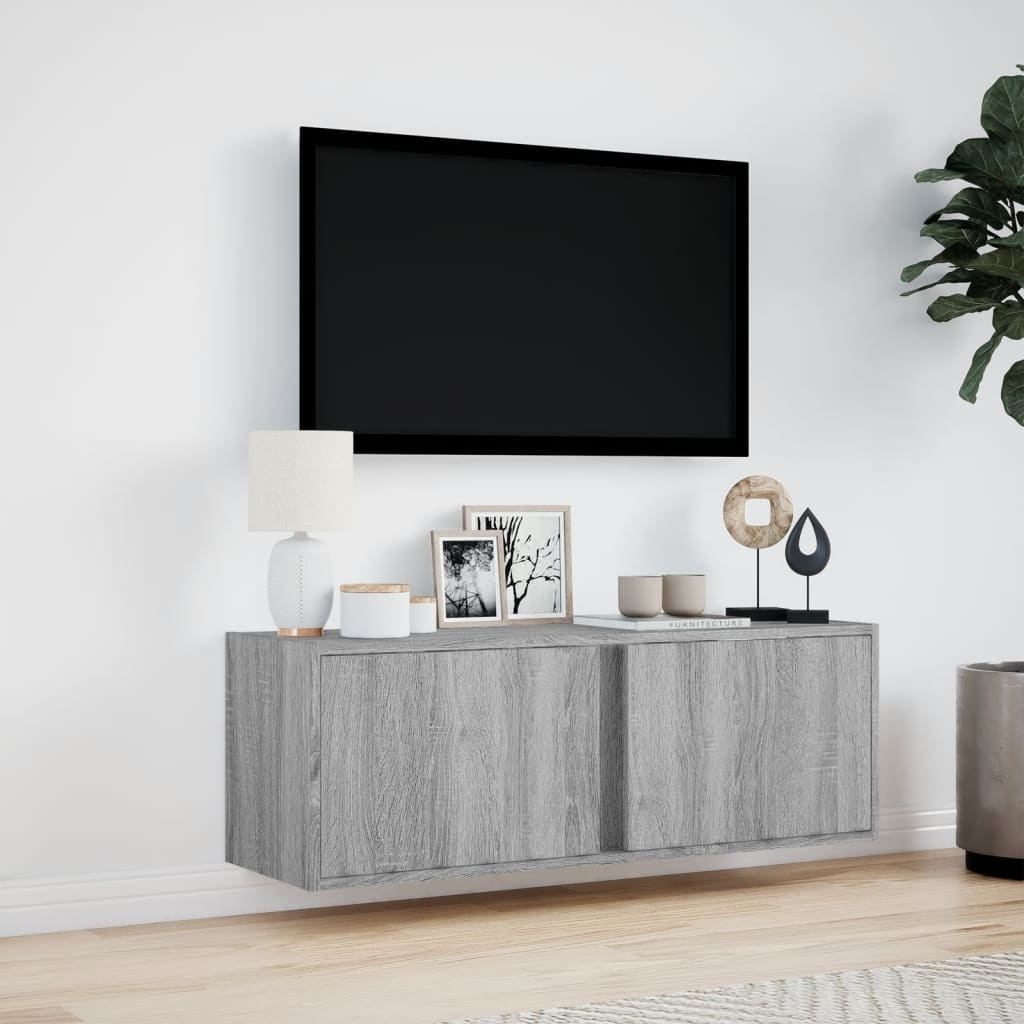 VidaXL Tv-wandmeubel met LED-verlichting 100x31x35 cm grijs sonoma