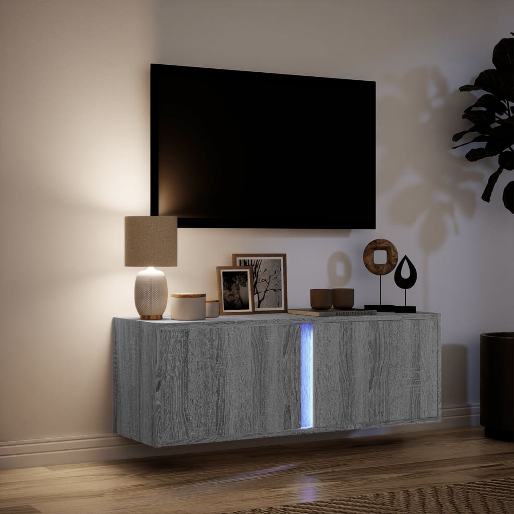 VidaXL Tv-wandmeubel met LED-verlichting 100x31x35 cm grijs sonoma