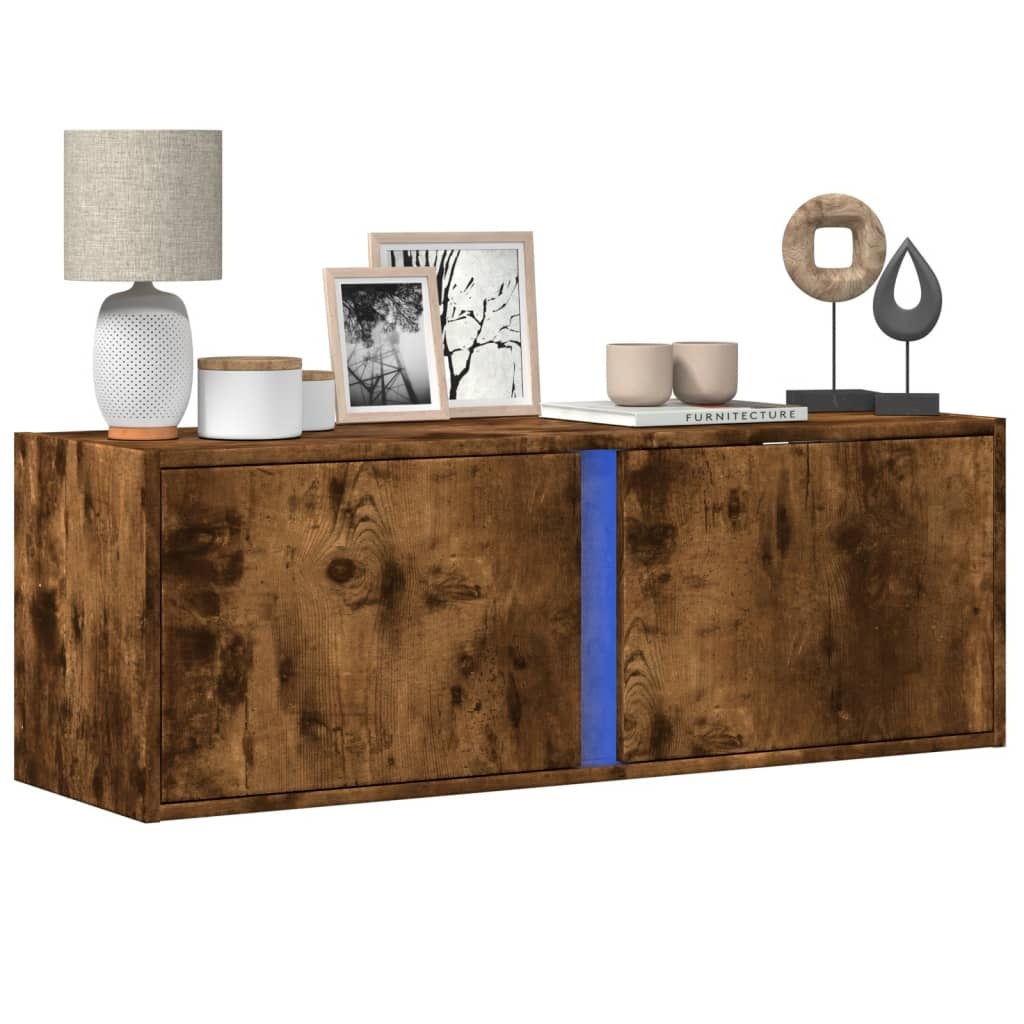 VidaXL Tv-wandmeubel met LED-verlichting 100x31x35 cm gerookt eiken