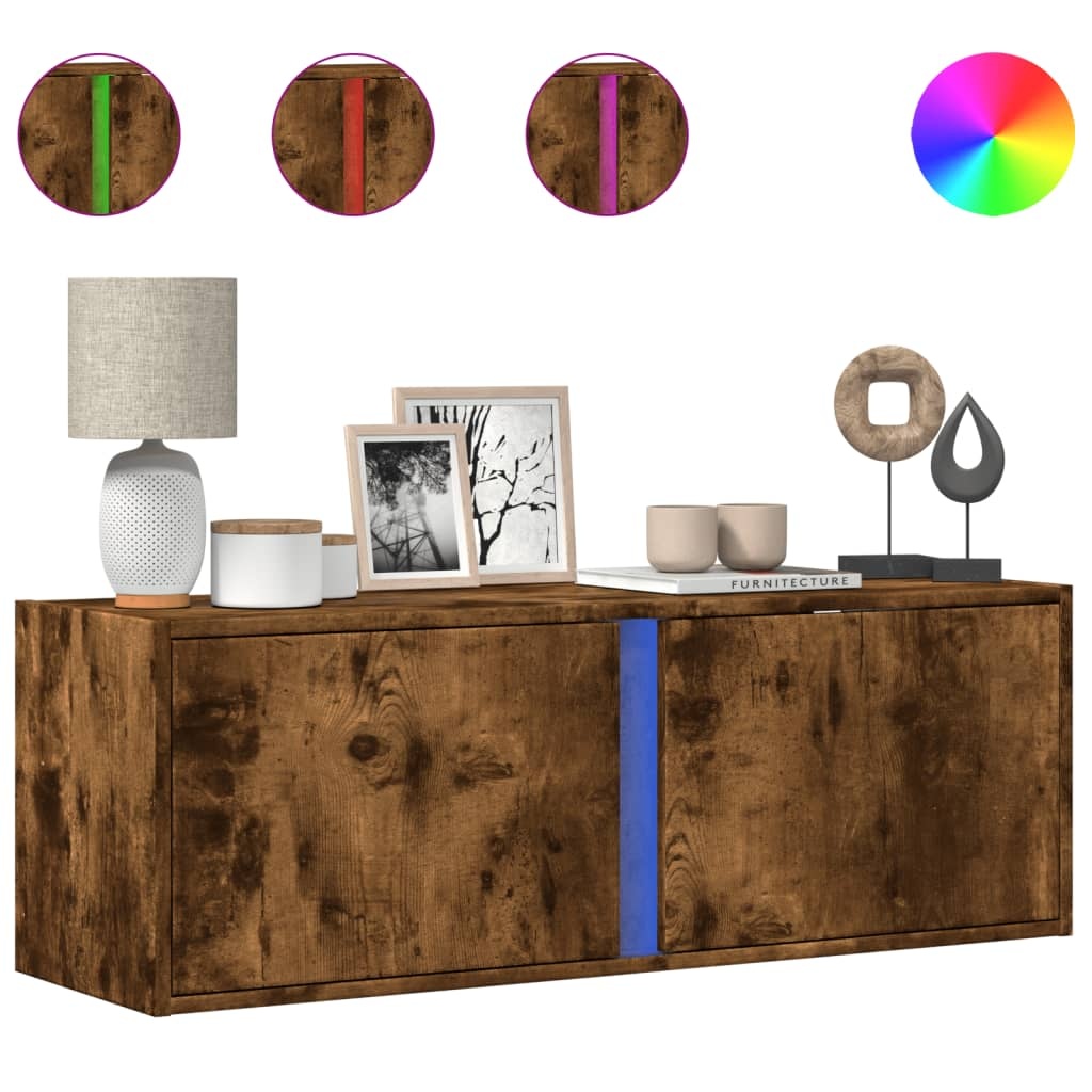 VidaXL Tv-wandmeubel met LED-verlichting 100x31x35 cm gerookt eiken