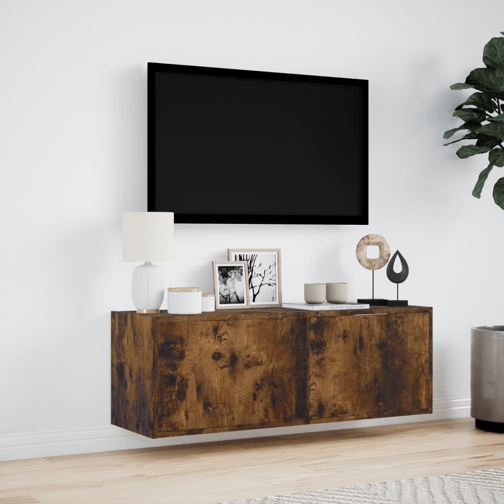 VidaXL Tv-wandmeubel met LED-verlichting 100x31x35 cm gerookt eiken
