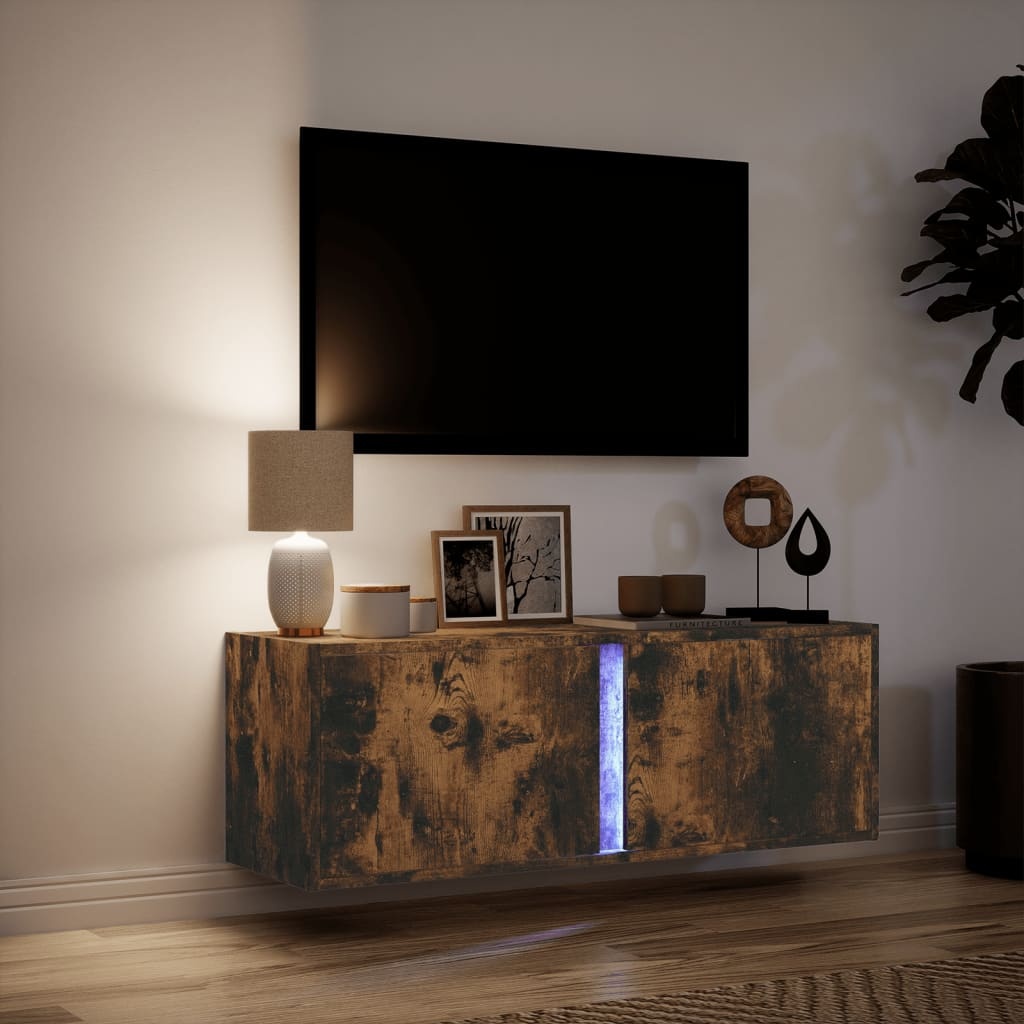 VidaXL Tv-wandmeubel met LED-verlichting 100x31x35 cm gerookt eiken