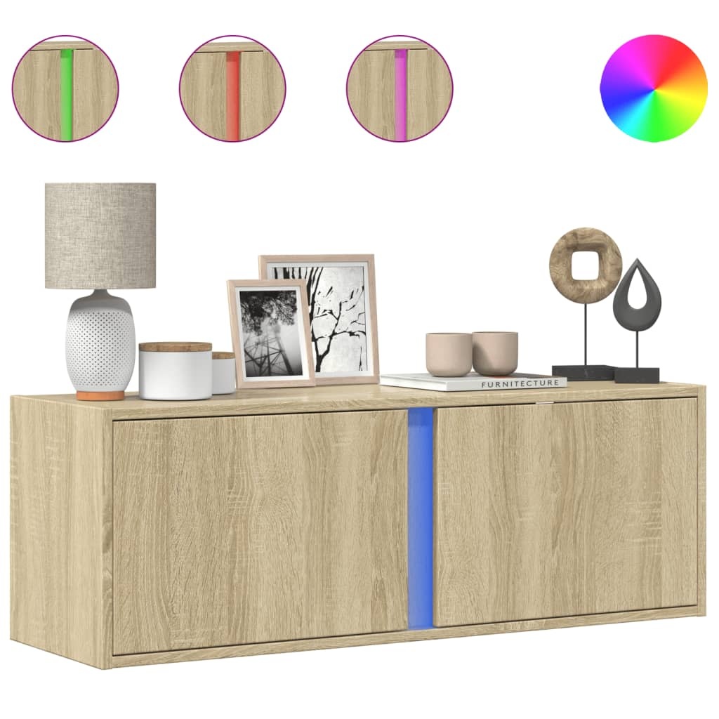 VidaXL Tv-wandmeubel met LED-verlichting 100x31x35 cm sonoma eiken