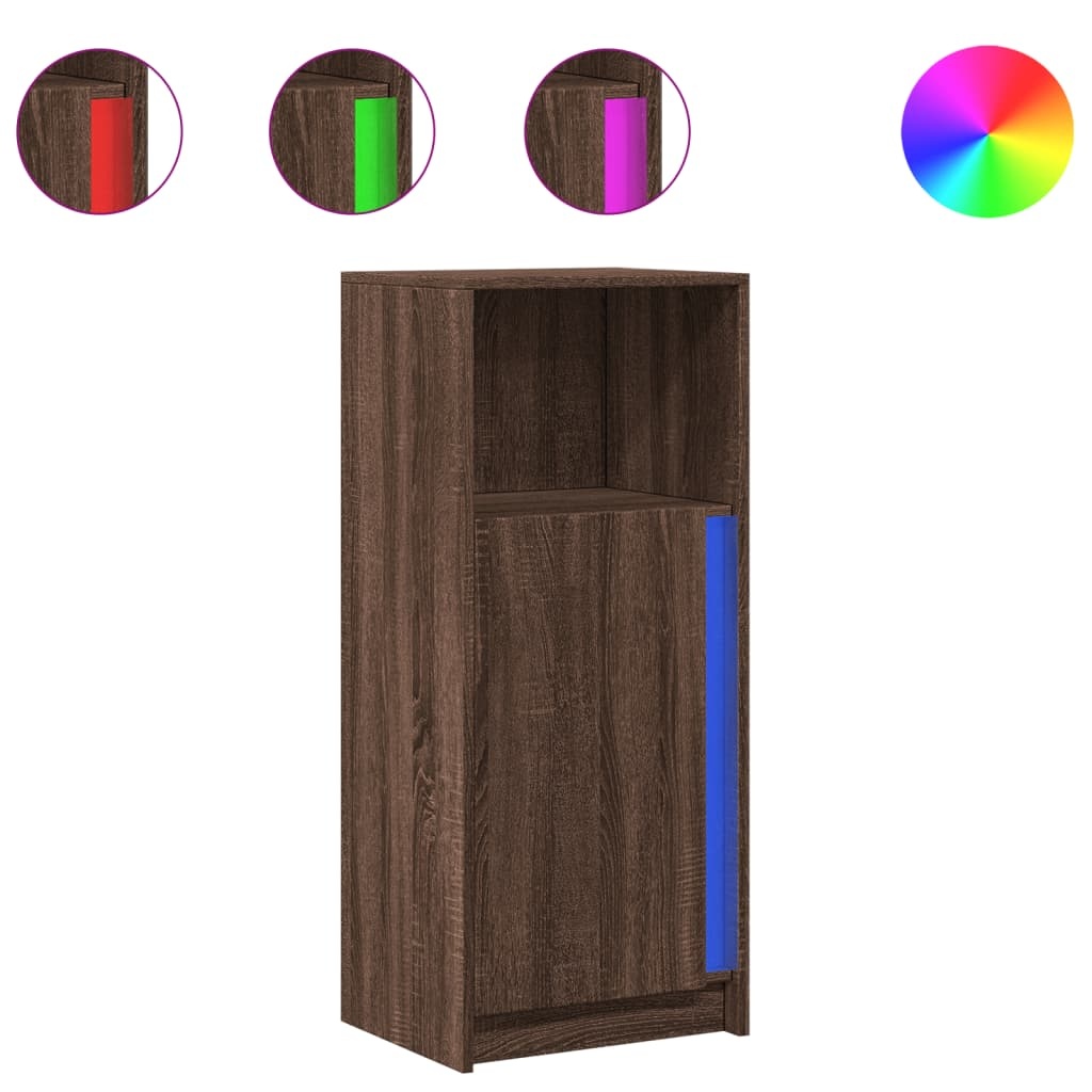 VidaXL Dressoir met LED 42,5x34x100 cm bewerkt hout bruin eikenkleur