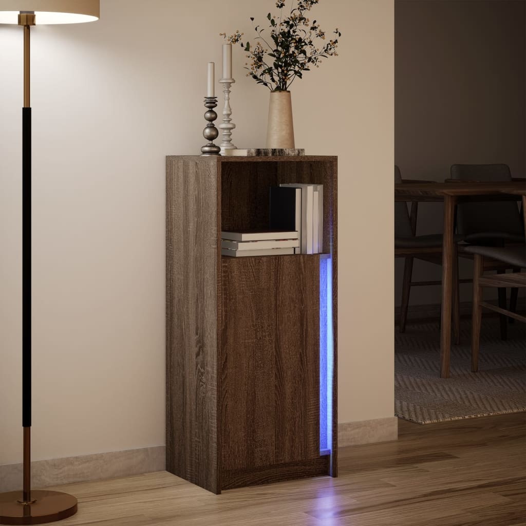 VidaXL Dressoir met LED 42,5x34x100 cm bewerkt hout bruin eikenkleur