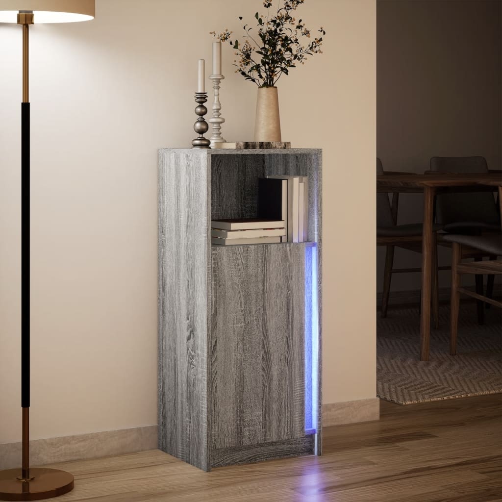 VidaXL Dressoir met LED 42,5x34x100 cm bewerkt hout grijs sonoma eiken