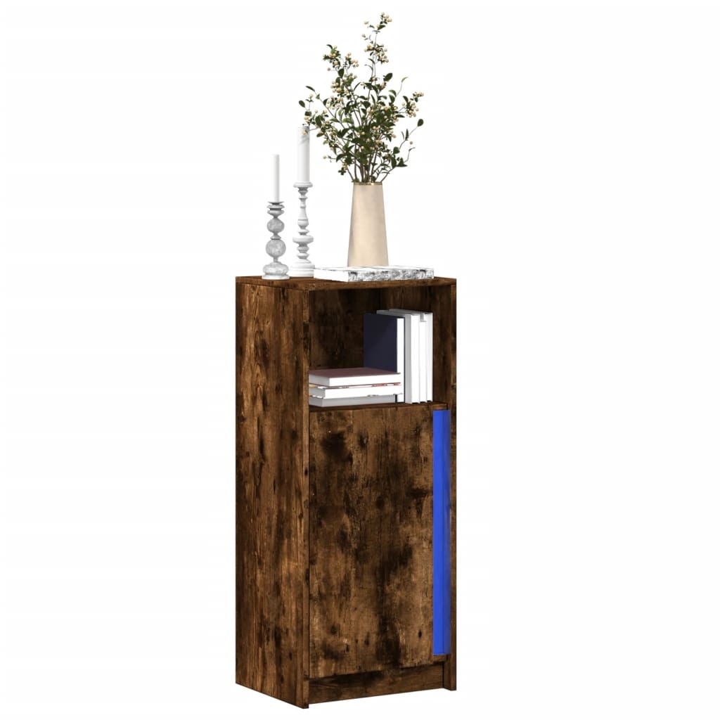 VidaXL Dressoir met LED 42,5x34x100 cm bewerkt hout gerookt eikenkleur